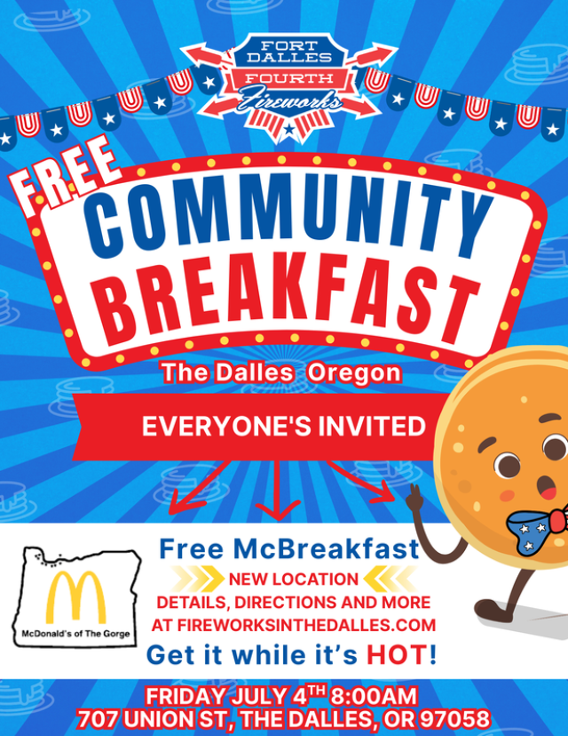 Fort dalles fourth of july flyers for events and promotions breakfast orig