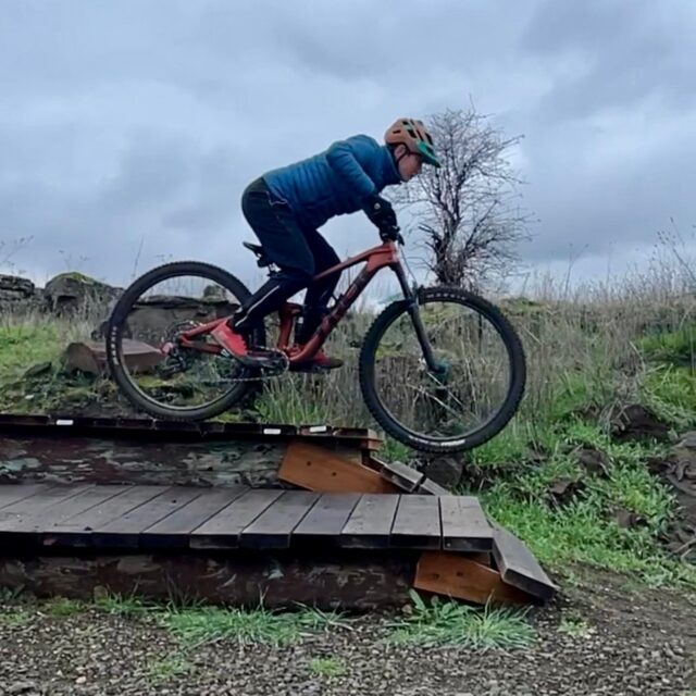 A kid riding his bike at The Dalles Bike Park