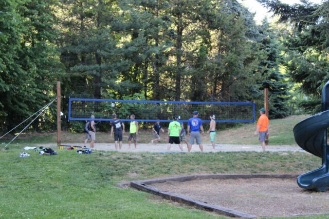 People playing Volleyball at Oak Grove Park in Hood River, Oregon