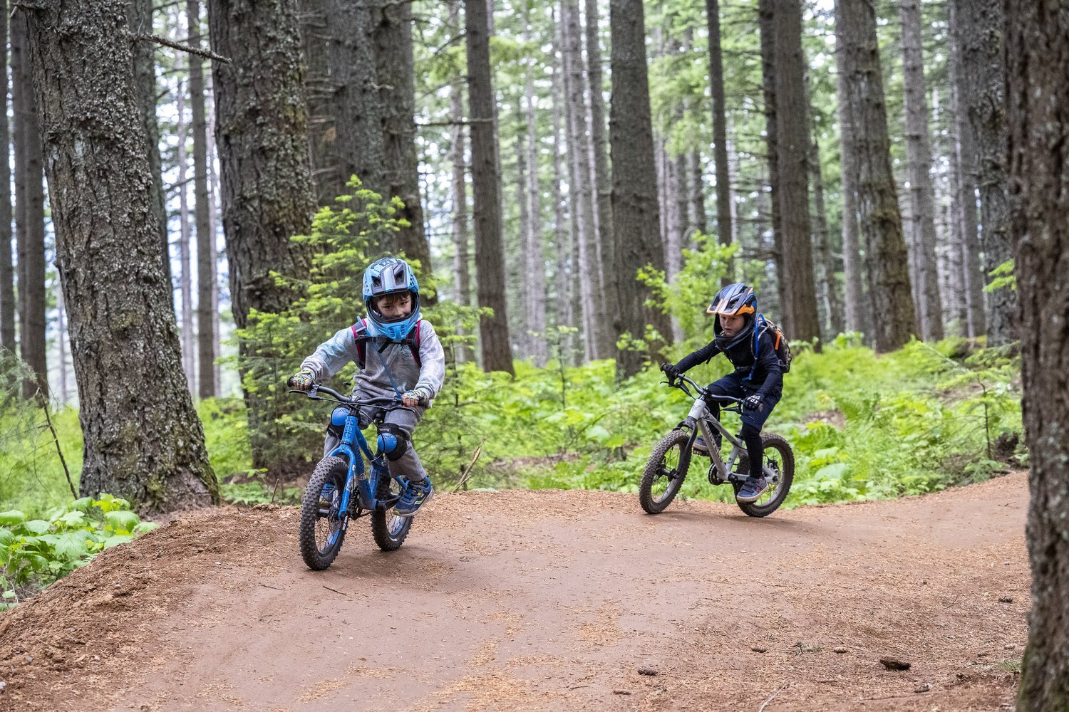 Brave Endeavors - 2 kids mountain biking in the woods