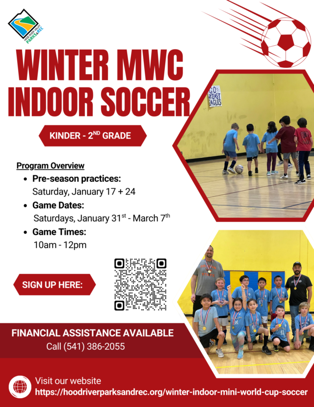 MWC Indoor Soccer 2026 English flyer